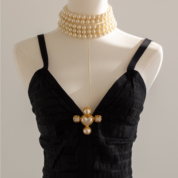 Chanel Vintage Fall/Winter 1992 Black Lesage Ribbon Silk Bodycon Midi Dress - Picture 14 of 16